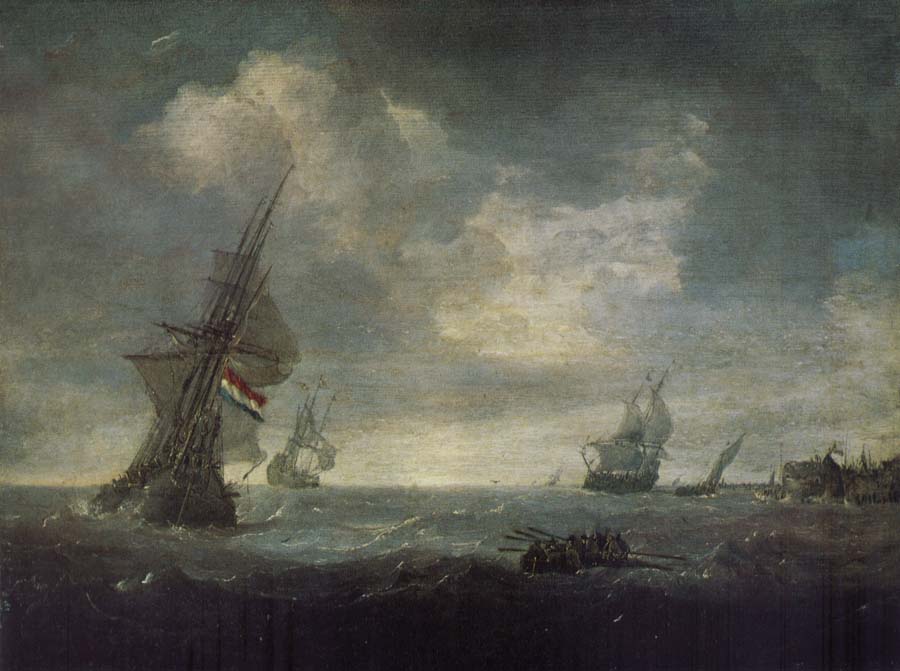 PORCELLIS, Jan Ships on the Heavy Seas